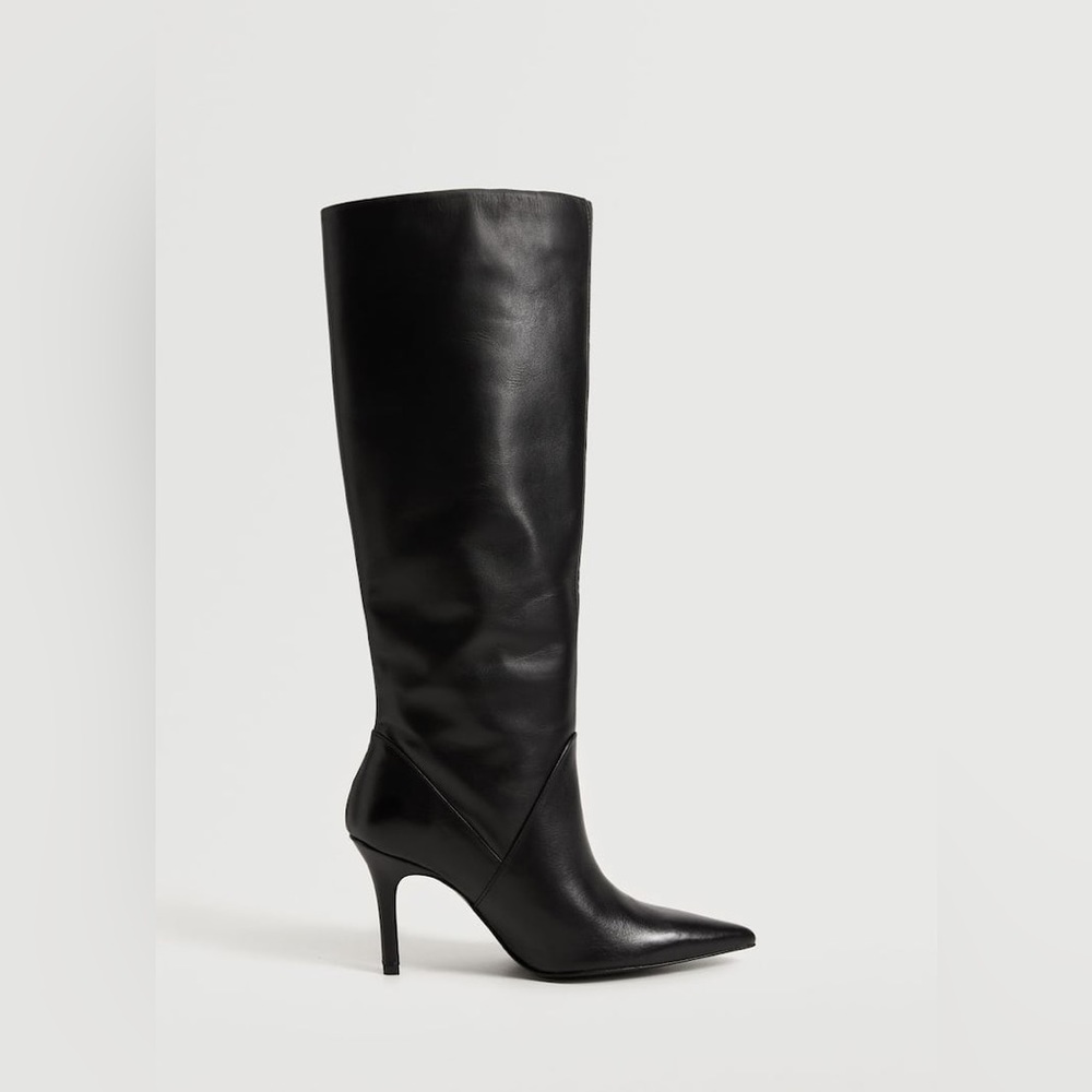 High heel leather boot